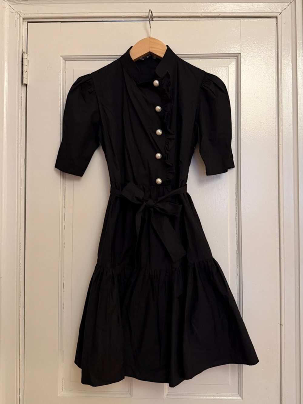 BATSHEVA- Sadie Pearl-Button Cotton Mini Dress